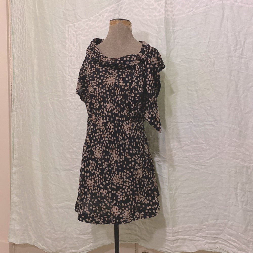 The Masai Clothing Company floral dress asymmetrical tie neckline